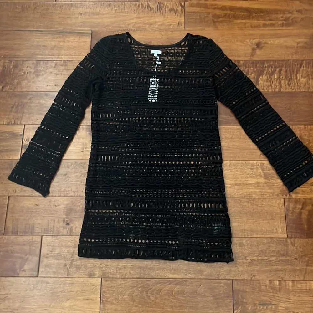 Tavik  Black Long Sleeve Sexy Dress Beach Swim Cover Up Size M